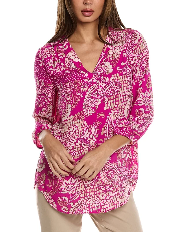 Jones New York Printed Blouse Playful Puff Blouse
