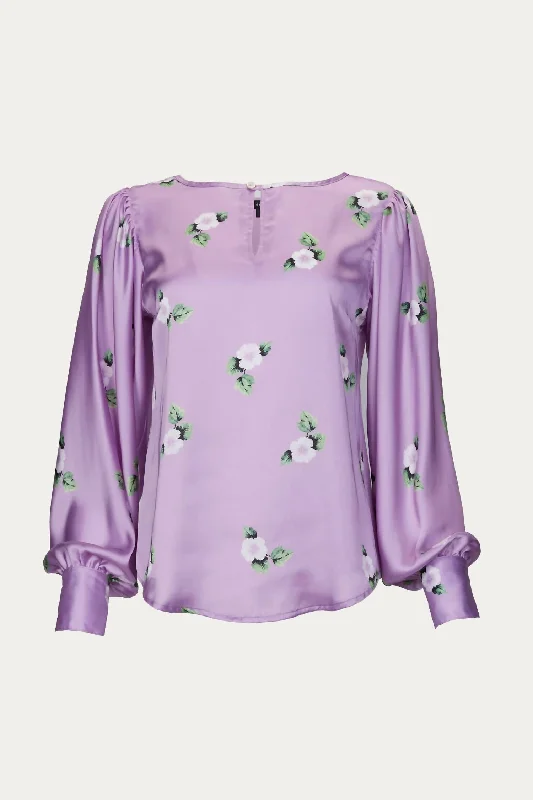 Keyhole Blouse In Orchid Pleated Collar Blouse