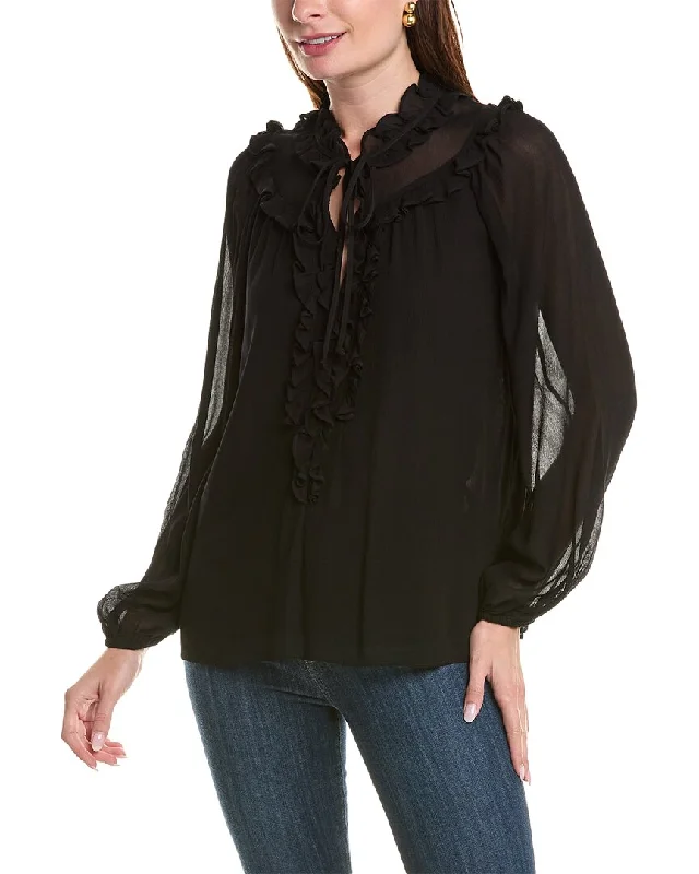 Kobi Halperin Dane Chiffon Blouse Puff Sleeve Blouse