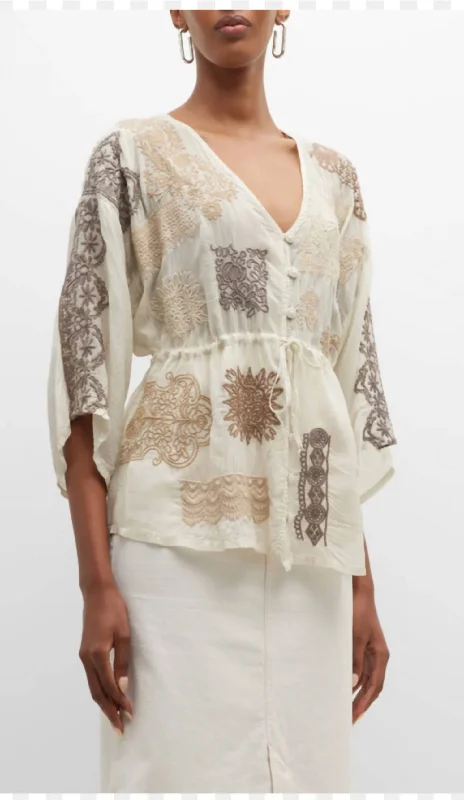 Lace Blouse In Beige Cotton Casual Blouse