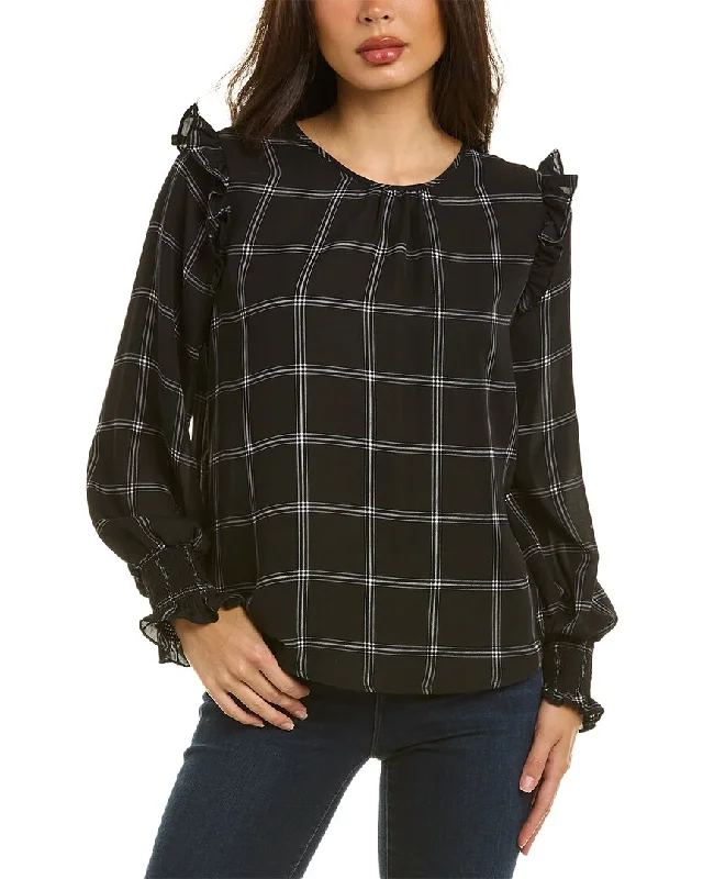 Laundry by Shelli Segal Ruffle Blouse Sheer Mesh Blouse