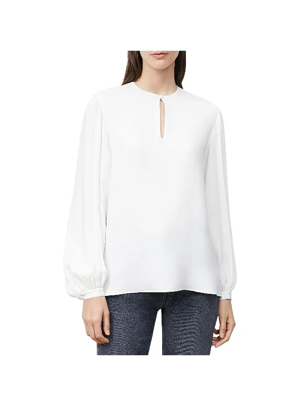 Layton Womens Cut-Out Silk Blouse Sweetheart Neck Blouse