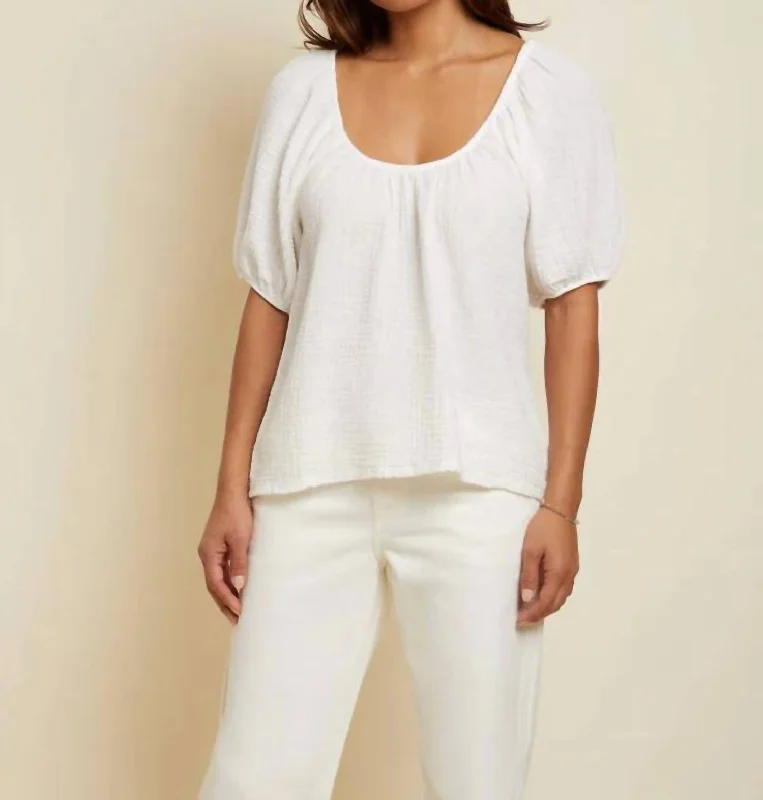 Lyric Blouse In White Double Button Blouse