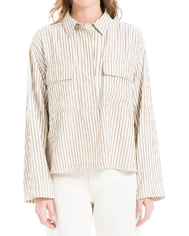 Max Studio Collared Blouse Elegant Semi-Sheer Blouse