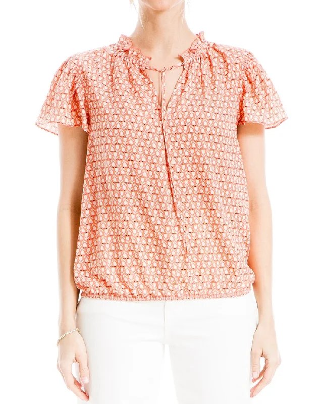 Max Studio Flutter Sleeve Blouse Chic Ruffle Blouse