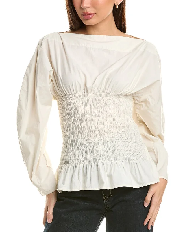 Merlette Smocked Blouse Feminine Satin Blouse