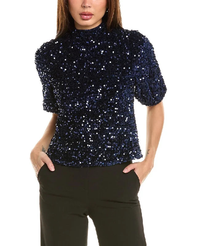 Nanette Nanette Lepore Sequin Velvet Blouse Textured Cotton Blouse