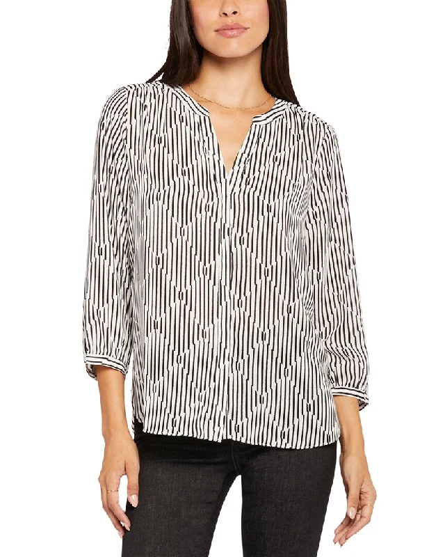 NYDJ Pintuck Blouse Boho Printed Blouse