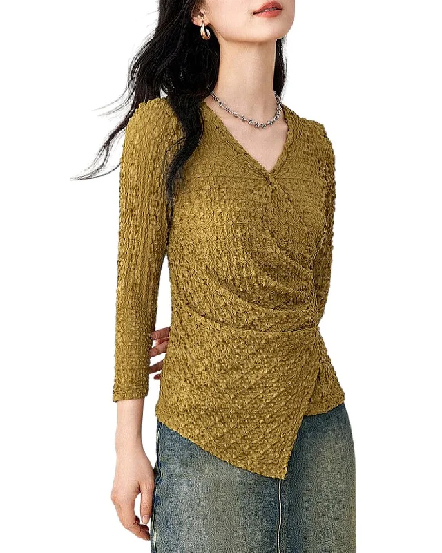 OUNIXUE Blouse Gathered Detail Blouse