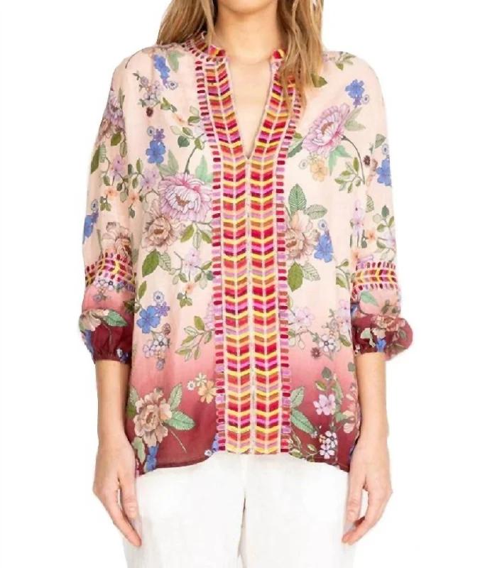 Paris Effortless Blouse In Multi Floral Print Blouse