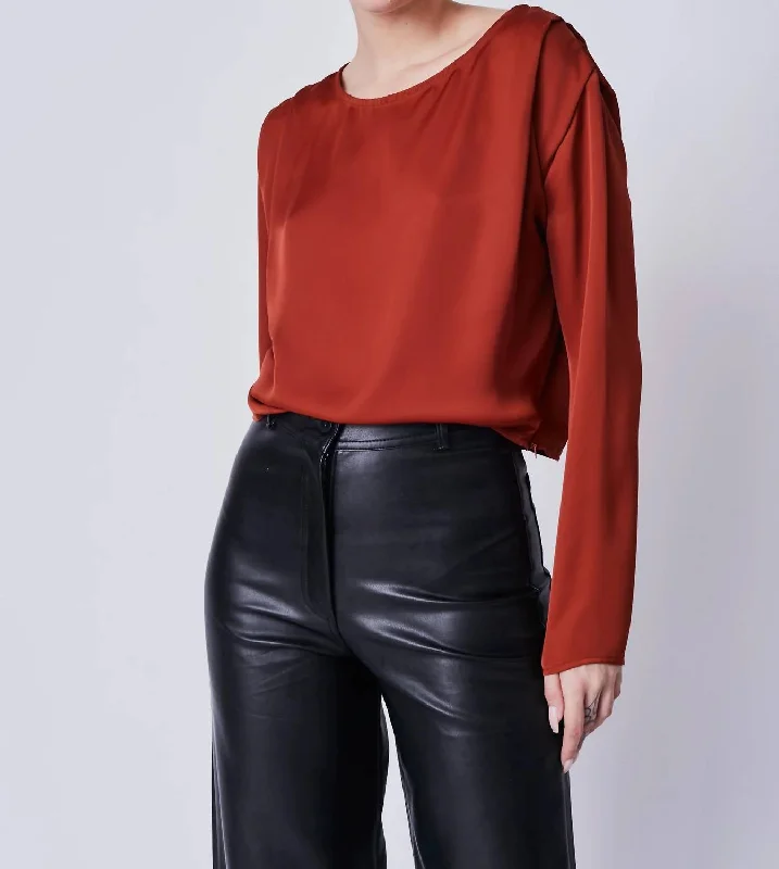 Piazza Blouse In Rust Double-Layered Blouse