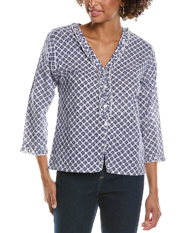 Pomegranate Flange Button Blouse Classic Striped Blouse
