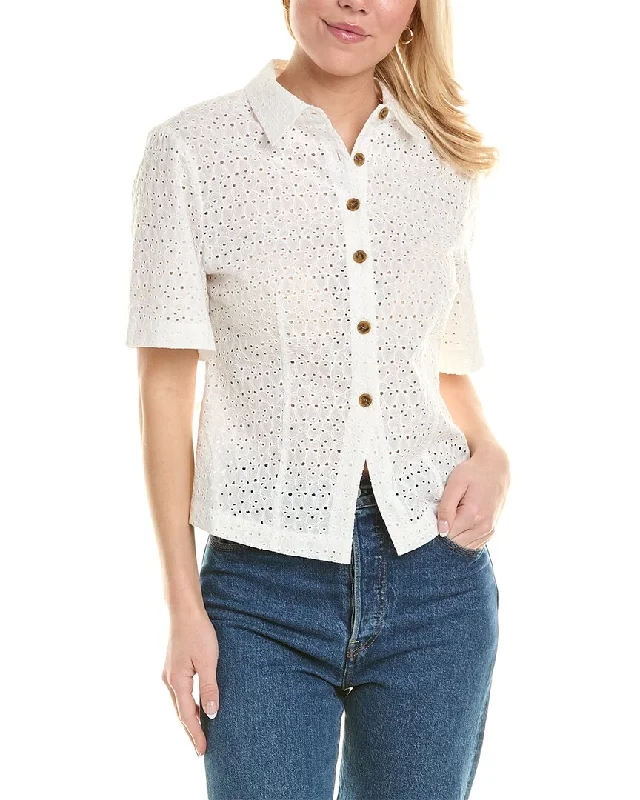 Rebecca Taylor Eyelet Blouse Sweetheart Neck Blouse