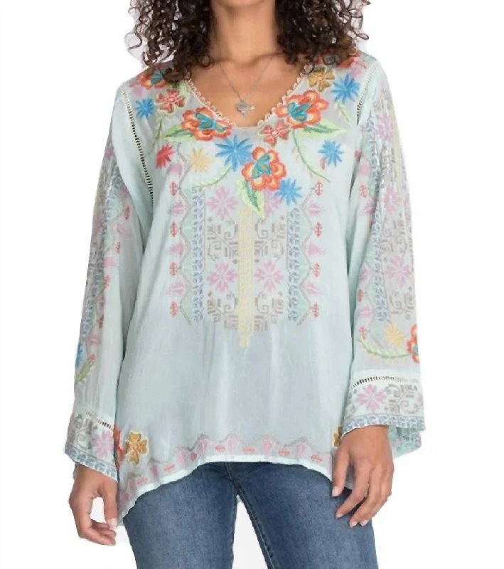 Riveda Blouse In Seafoam Soft Satin Blouse