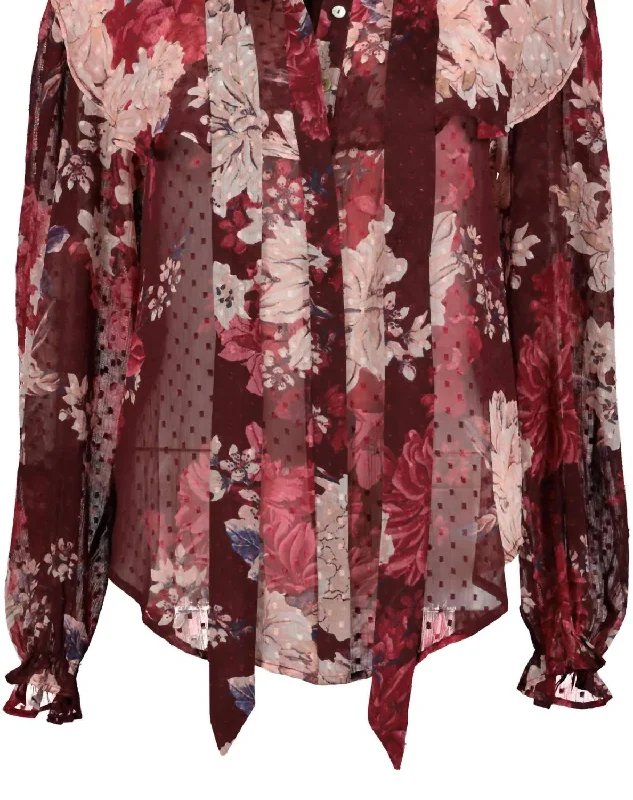 Selena Poet Blouse In Dahlia Print Classic Minimalist Blouse