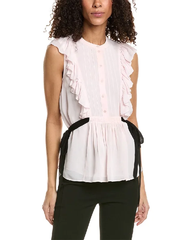 Ted Baker Ruffle Blouse Sheer Sleeve Blouse