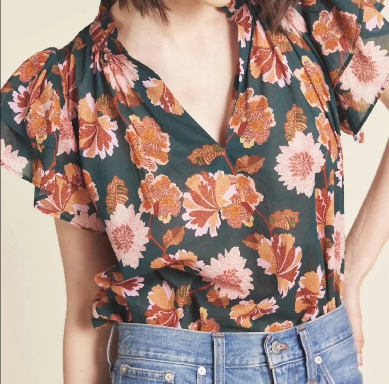 Trovata Clover Blouse In Carnation Print Soft Knit Blouse