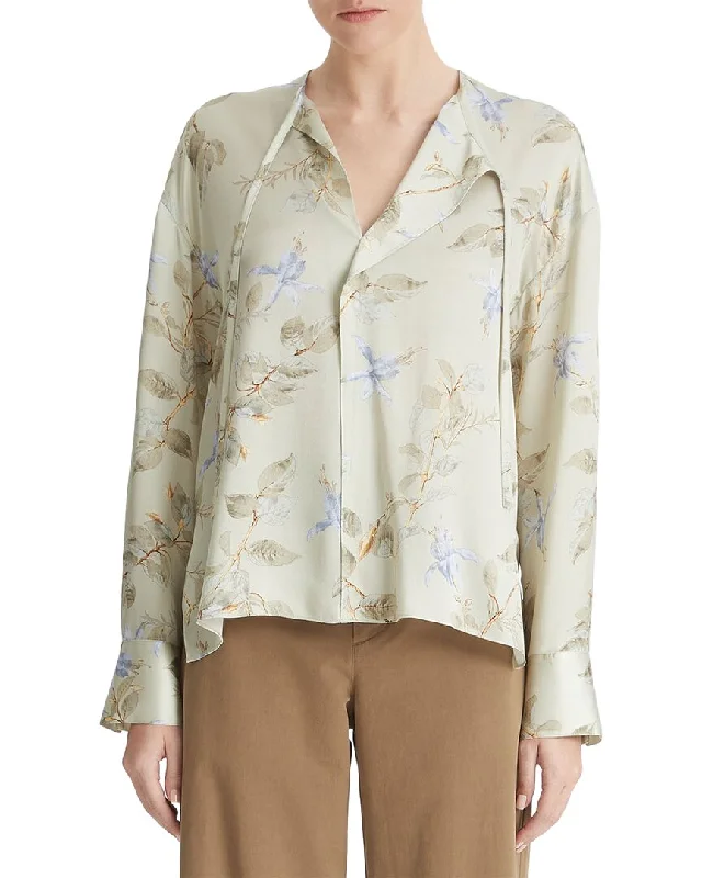 Vince Bellflower Draped Blouse Soft Pastel Blouse