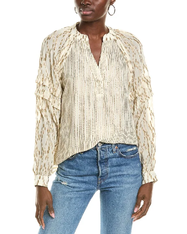 Vince Camuto Metallic Clip Blouse Casual Stripe Blouse