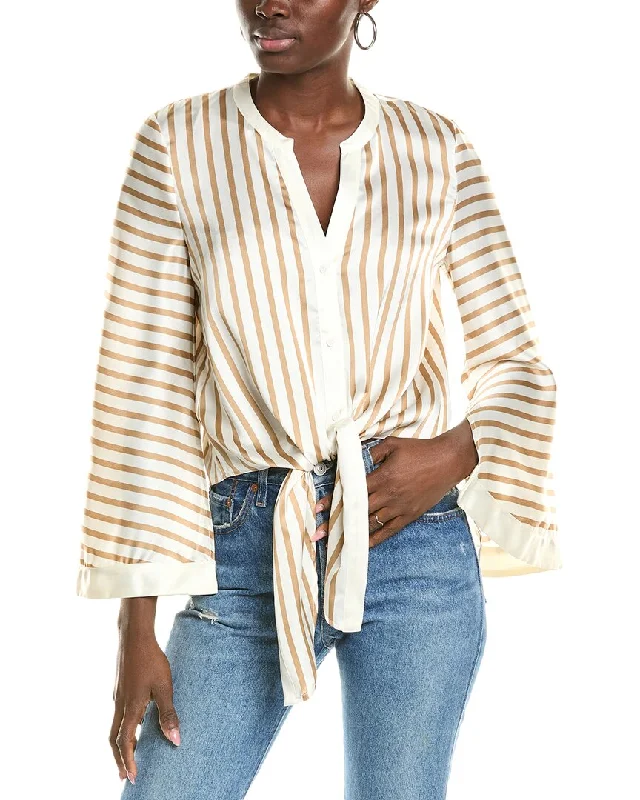 Vince Camuto Tie Front Blouse Elegant Semi-Sheer Blouse