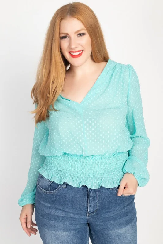 Waist Smoking V Neck Blouse Asymmetric Hem Blouse