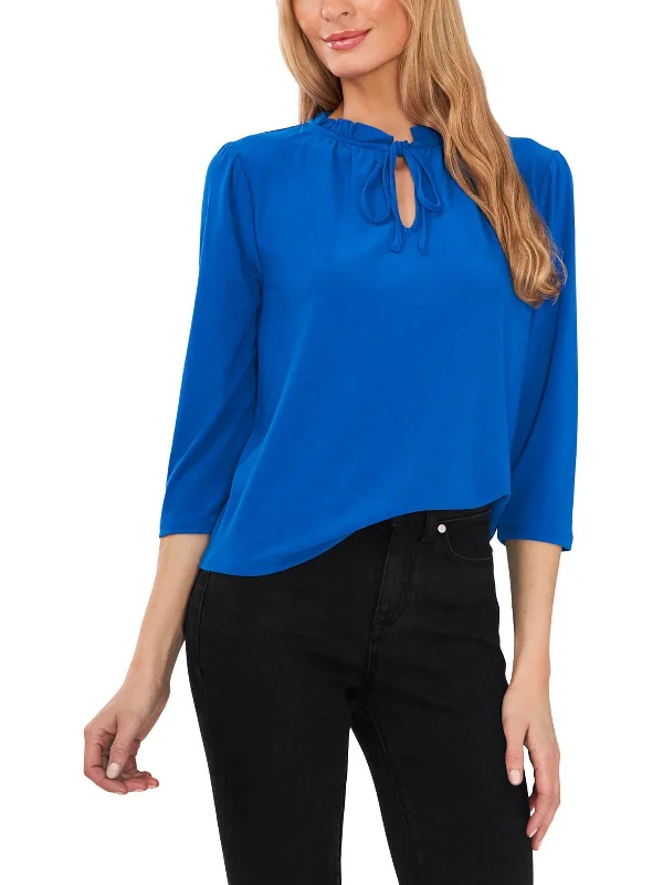 Womens Ruffled Tie Front Blouse Feminine Ruffle Blouse