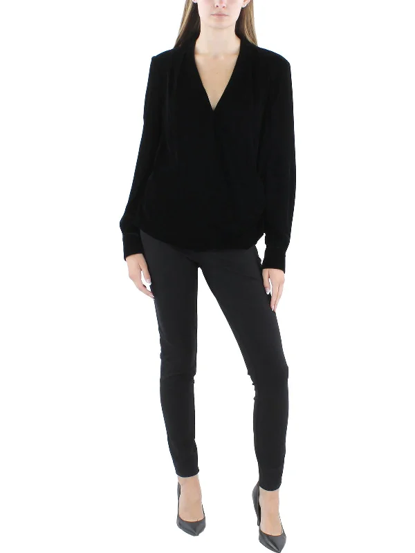 Womens Surplice Holiday Blouse Playful Puff Blouse