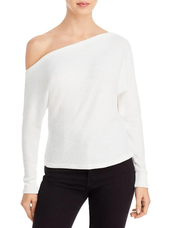 Womens Textured Asymmetric Blouse Soft Knit Blouse