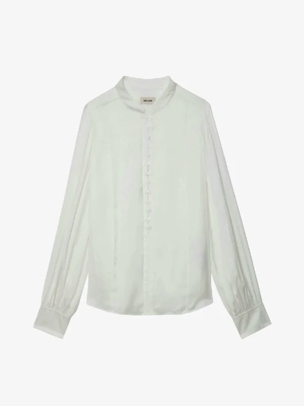 Women's Twina Satin Blouse In Judo Semi-Sheer Blouse