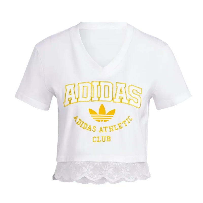 adidas - Women's Originals Cropped Lace Trim T-Shirt (II5608) Solid Color Striped Floral adidas - Women's Originals Cropped Lace Trim T-Shirt (II5608) Solid Color Striped Floral