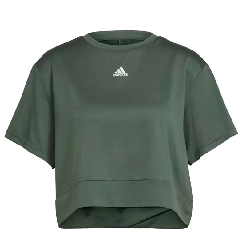 adidas - Women's Aeroready Studio Loose Crop T-Shirt (HM8718) Spandex Blend Rayon Blend Denim Blend adidas - Women's Aeroready Studio Loose Crop T-Shirt (HM8718) Spandex Blend Rayon Blend Denim Blend