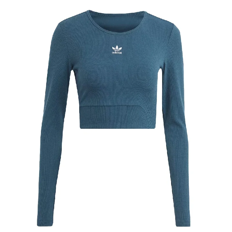 adidas - Women's Essentials Ribbed Long Sleeve T-Shirt (IJ5387) Real Fur Shearling Chenille