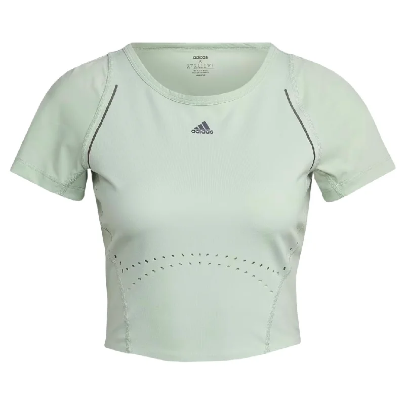 adidas - Women's HIIT 45s Crop T-Shirt (HM8097) Silk Blend Satin Velvet