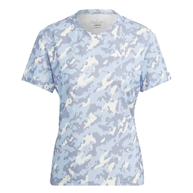 adidas - Women's Own The Run AOP T-Shirt (HR9975) Hooded Caped Shawl Collar