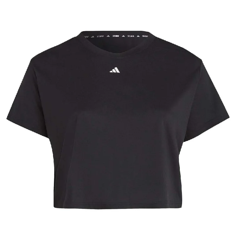 adidas - Women's Studio SS T-Shirt (Plus Size) (HN5552) Hooded Caped Shawl Collar