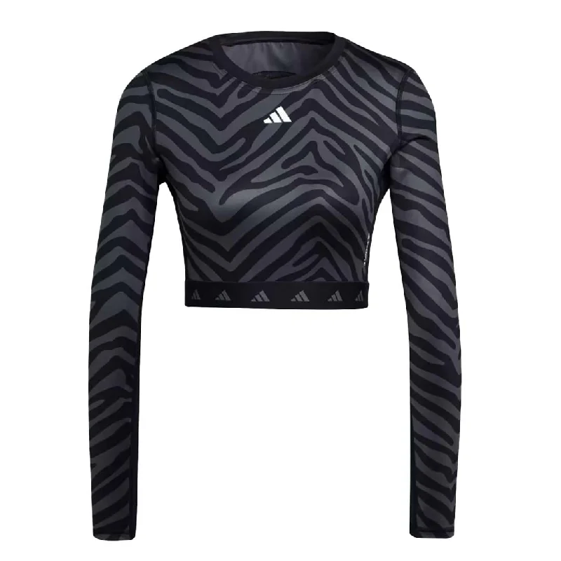 adidas - Women's Techfit Crop Long Sleeve Zebra T-Shirt (IB3609) Real Fur Shearling Chenille adidas - Women's Techfit Crop Long Sleeve Zebra T-Shirt (IB3609) Real Fur Shearling Chenille