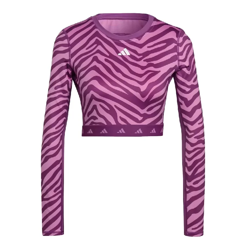adidas - Women's Techfit Crop Long Sleeve Zebra T-Shirt (IB3610) Handmade Hand-knitted Hand-woven adidas - Women's Techfit Crop Long Sleeve Zebra T-Shirt (IB3610) Handmade Hand-knitted Hand-woven