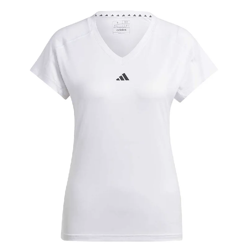 adidas - Women's Train Essentials V-Neck T-Shirt (HR7878) Chenille Blend Fleece Blend Nylon Blend