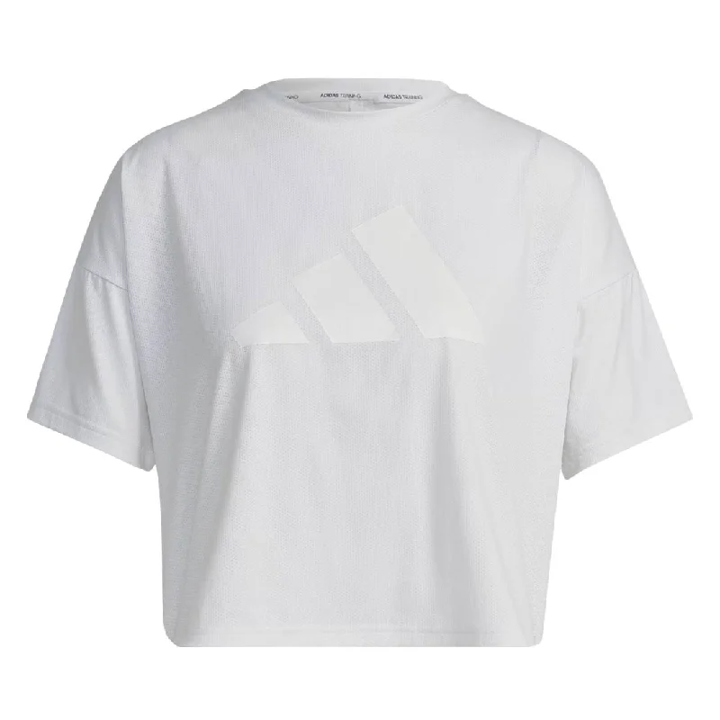 adidas - Women's Train Icons 3 Bar Logo T-Shirt (HK6965) Hooded Caped Shawl Collar
