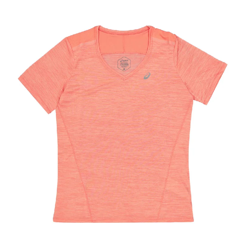 Asics - Women's Race V-Neck Short Sleeve T-Shirt (2012C735 706) Ribbed T-Shirt High Neck Heavyweight