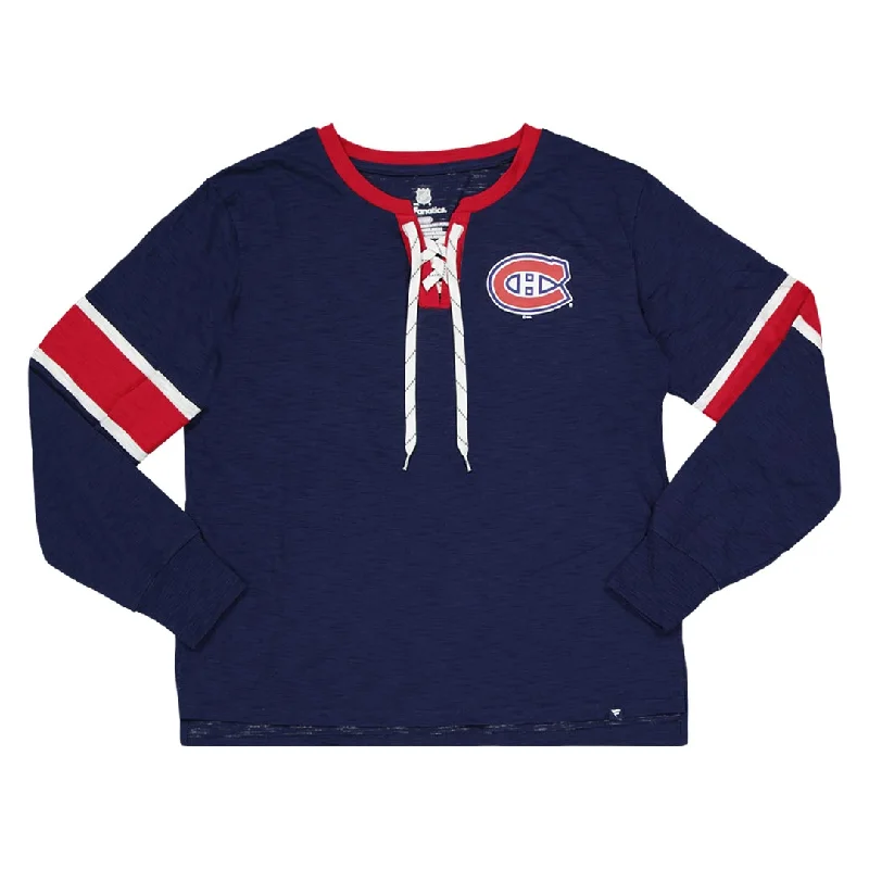 Fanatics - Women's Montreal Canadiens Iconic Long Sleeve T-Shirt (3ZCD EM87 2K 3NB) Striped Floral Plaid