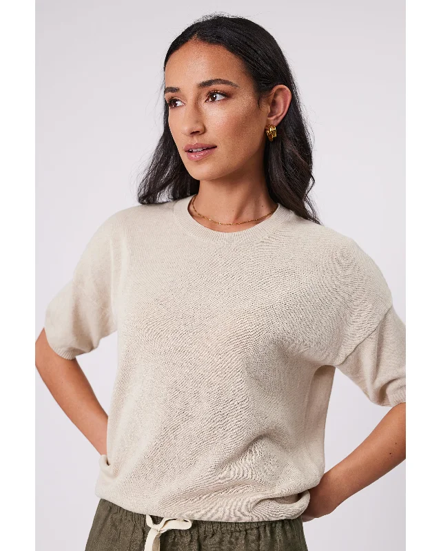 Marlow Eden Knit Tee - Natural Mesh Canvas Denim