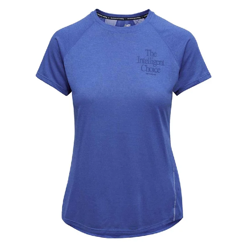 New Balance - Women's Printed Impact Run Short Sleeve T-Shirt (WT21263 MBH) Zippered Front Buttoned Front Snap Front