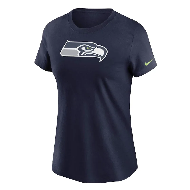 NFL - Women's Seattle Seahawks Logo Essential T-Shirt (NKAF 41S 78 CM4) Denim Fabric Leather Fabric Suede Fabric