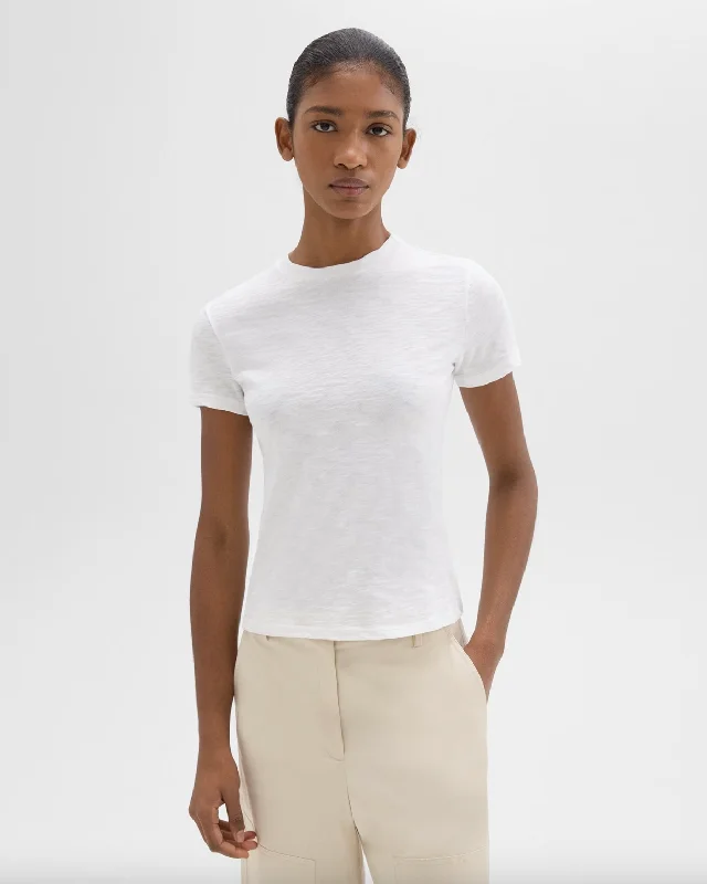 Organic Slub Cotton Tiny Tee - White Iron Safe Non-Iron Wrinkle Free