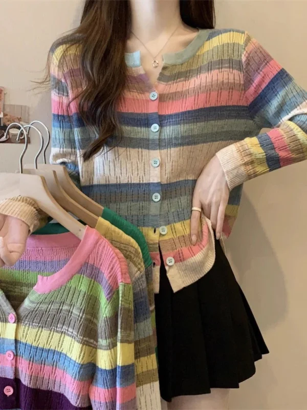 Plus size women's design rainbow patchwork striped T-shirt trendy S3425 Ribbed T-Shirt High Neck Heavyweight Plus size women's design rainbow patchwork striped T-shirt trendy S3425 Ribbed T-Shirt High Neck Heavyweight