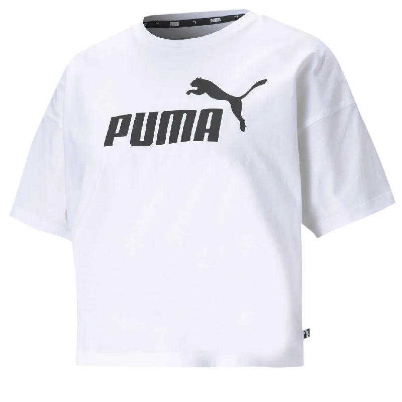 Puma - Women's Essential Cropped T-Shirt (586291 02) Mesh Blend Leather Blend Suede Blend