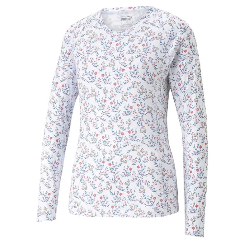 Puma - Women's YouV Micro Floral Long Sleeve T-Shirt (539033 01) Embroidered Appliqued Beaded