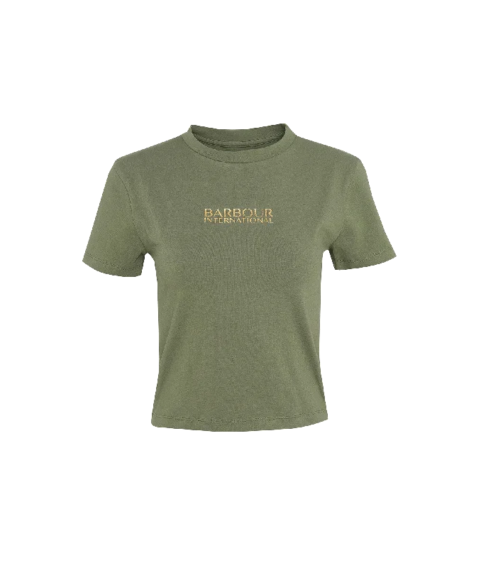 Reign Cropped T-Shirt - Green Lace Blend Ribbed Blend Corduroy Blend
