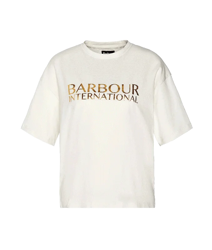 Carla Logo T-Shirt - Cream Hooded Caped Shawl Collar